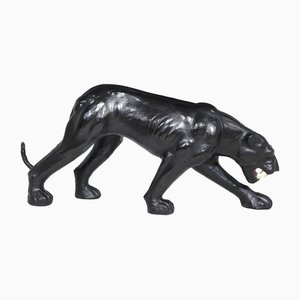 Large Leather Covered Panther Sculpture, 1950s