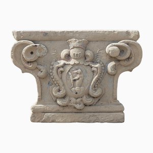 Cut Sandstone Pilaster with Central Coat of Arms