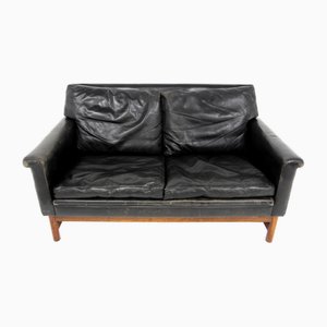 Scandinavian Two-Seater Leather Sofa, 1950