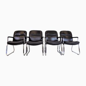 Leather Office Chairs from Grahlen, 1980s, Set of 4
