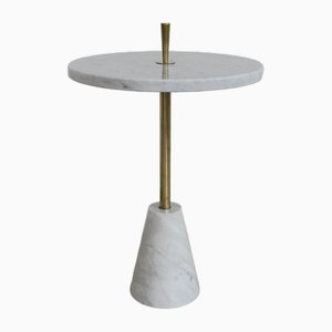 Italian Marble Table in Carrara and Brass, 1970s
