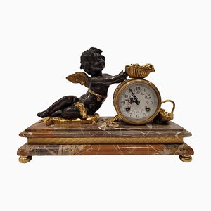 Französische Uhr Napoleon III aus Marmor und Ormolú