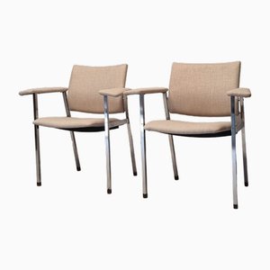 Armchairs in Strapontin and Chrome Metal by Fritz Hansen, 1970s, Set of 2