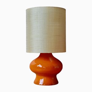 Orangefarbene Tischlampe aus Keramik, 1960er