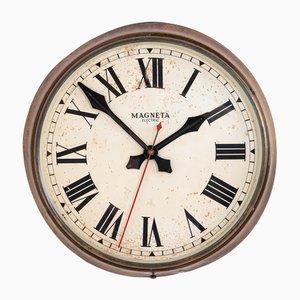 Reloj de pared de latón y metal de Magneta, años 20