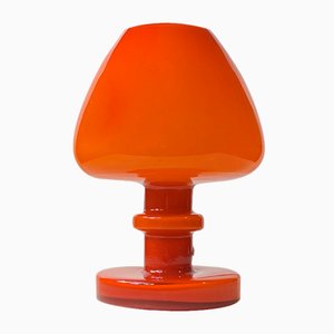 Lámpara de mesa naranja de vidrio de Hans-Agne Jakobsson AB Markaryd, años 60