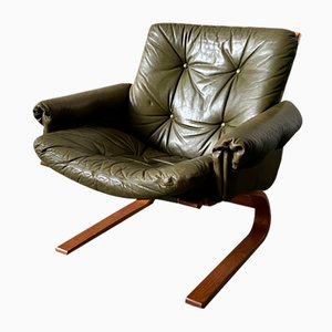 Kengu Sessel aus Leder von Elsa & Nordahl Solheim für Rybo Rykken & Co, 1960er