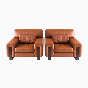 French Leather Chairs by Roche Bobois, 1990s, Set of 2