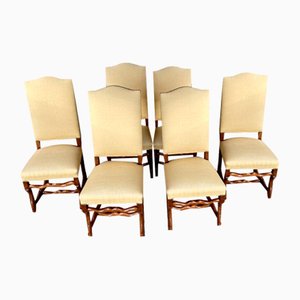 High Backrest Chairs in Wood, Set of 6