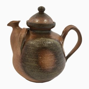 Large Teapot in Enameled Sandstone, Denmark, 1960s