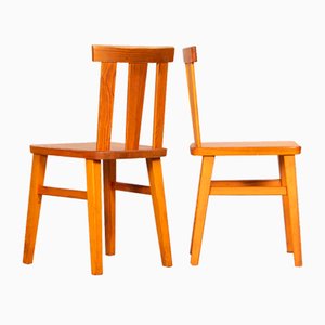 Pine Wood Chairs, Sweden, 1960s, Set of 4