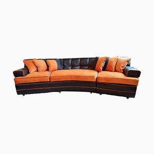 Mid-Century Modular Sofa Set with Curved Design and Vibrant Upholstery, 1950s