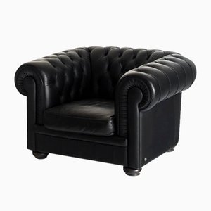 Chesterfield Black Leather Chair by Natuzzi