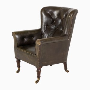 Antique English Leather Chair, 1800s