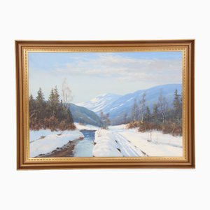 Willy Dannerfjord, Winter Landscape, 1950s, Acrylic, Framed