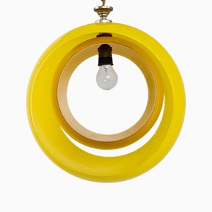 Italian Yellow Eclisse Hanging Lamp by Carlo Nason for Mazzega, 1960s