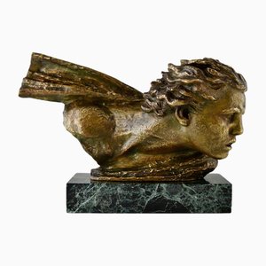 Alexandre Kelety, Art Deco Bust of Jean Mermoz, 1930, Bronze