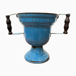 Antique French Enamel Pedestal Bowl, 1920s