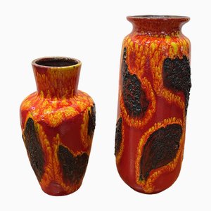 Fat Lava Vasen von Scheurich, 1970er, 2er Set