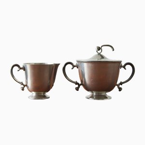 Vintage Creamer and Sugar Bowl by Edvin Ollers, 1920, Set of 2