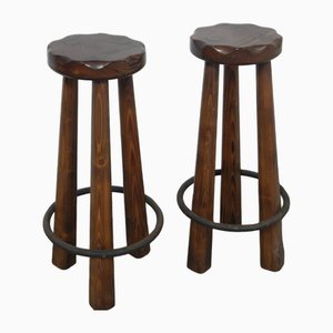 Set of Vintage Rustic Stools, 1980
