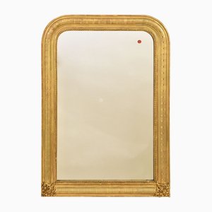 Espejo Louis Philippe antiguo pequeño, Espejo dorado, Espejo antiguo en hoja de oro, Racimos de uvas, Siglo Xix. , 1870