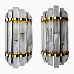 Cut Glass Sconces from Venini, Murano, Italy, 1970s, Set of 2
