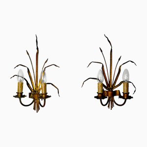 Floral Sconces attributed to Ferro Arte, Spain, 1960s, Set of 2