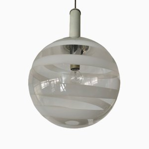 Italian Suspension Lamp in Transparent Murano Glass by Carlo Scarpa, 1950s