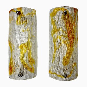 Wall Lamps in Orange Murano Blown Glass from Mazzega, Italy, 1960s, Set of 2