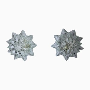 Murano Star Sconces in Frosted Glass, Italy, 1970s, Set of 2