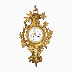 19th-Century Napoleon III Gilt Bronze Wall Pendulum Clock