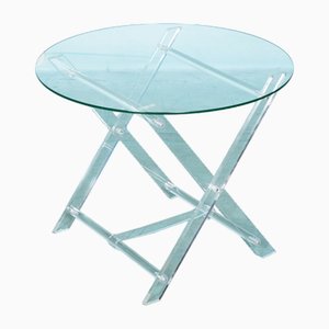 Round Acrylic Glass Sidetable with Glass Table Top, 1980s