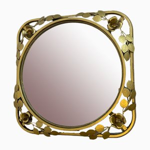 Quadratischer Italienischer Spiegel aus Eisen, 1950er