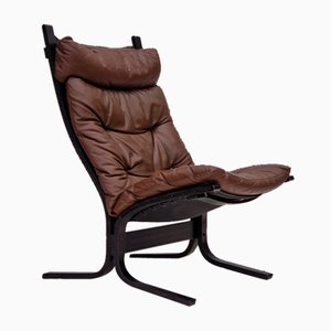 Norwegian Siesta Lounge Chair in Leather & Bentwood by Ingmar Relling for Westnofa, 1960s