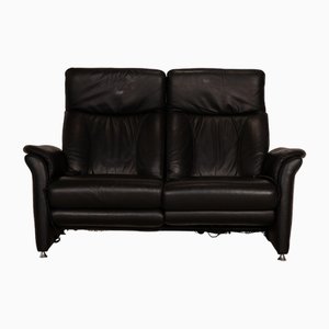 Ergoline Plus Two-Seater Sofa in Black Leather by Willi Schillig