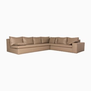 Minotti Corner Sofa in Beige Leather