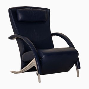 3100 Armlehnstuhl aus blauem Leder von Rolf Benz