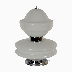Lámpara italiana vintage de vidrio y metal, años 60