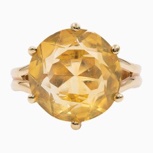 Vintage 14k Yellow Gold Citrine Cocktail Ring, 1960s