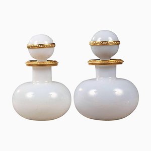 19th Century White Opaline Perfume Bottles, Set of 2