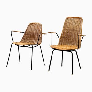 Rattan Easy Chairs, 1960s, Set of 2