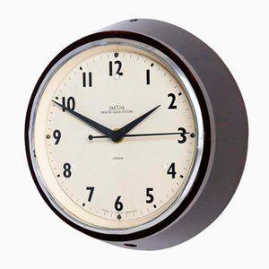 Petite Horloge d'Usine en Bakélite par Smiths English Clock Systems, 1940s