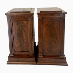 William IV Figured Mahogany Pedestal Cupboards, 1835, Set of 2