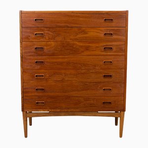 Danish Teak Chest of Drawers Tallboy by Arne Hovmand-Olsen for Mogens Kold, 1950s