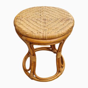 Vintage Curved Stool in Wicker, 1970s