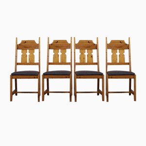 Swedish Pine Chairs by Gilbert Marklund for Furusnickarn Ab, 1970s, Set of 4