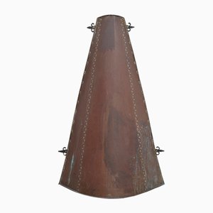 Large Mid-Century Spanish Curved Conical Copper Fireplace Fire Hood Canopy, 1960s