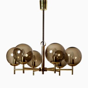Brass and Glass Ceiling Light, 1960s