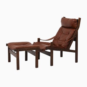 Set of Hunter Easy Chairs and Stools by Torbjørn Afdal for Bruksbo, 1960s